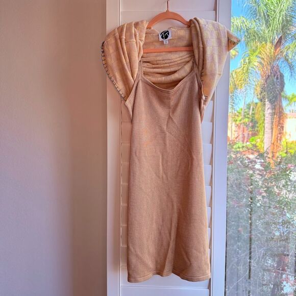 YanYan Knits Cap Sleeve Maxi Dress with Cloud in Checkered Yellow & Tan size M - Picture 12 of 16